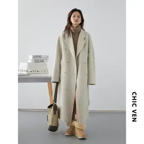 Thumbnail: CHIC VEN Women Long Double-sided Woolen Coats Retro Loose Female Overcoat Double