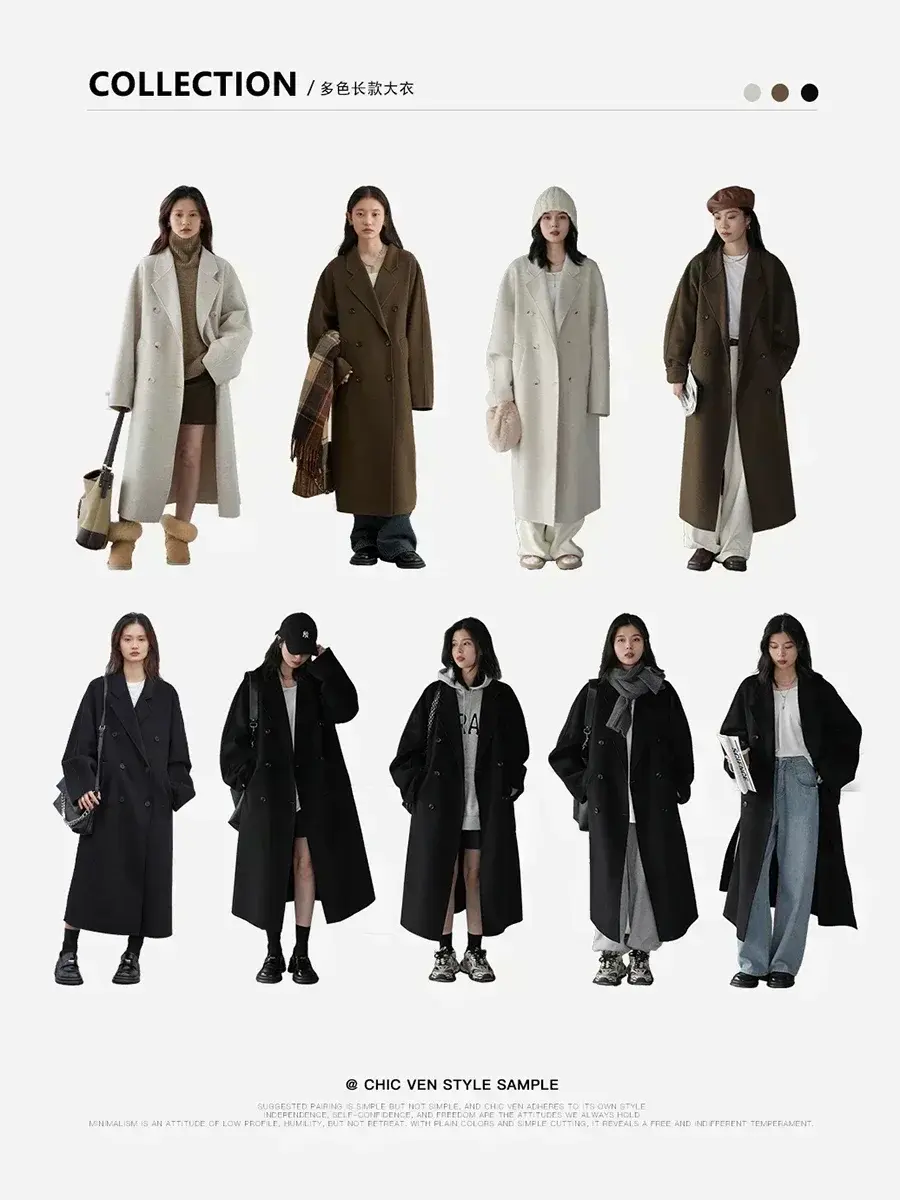 Thumbnail: CHIC VEN Women Long Double-sided Woolen Coats Retro Loose Female Overcoat Double