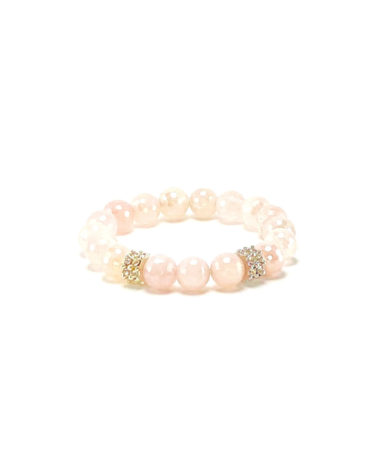 Rose Quartz Princess Cut Beaded Bracelet 