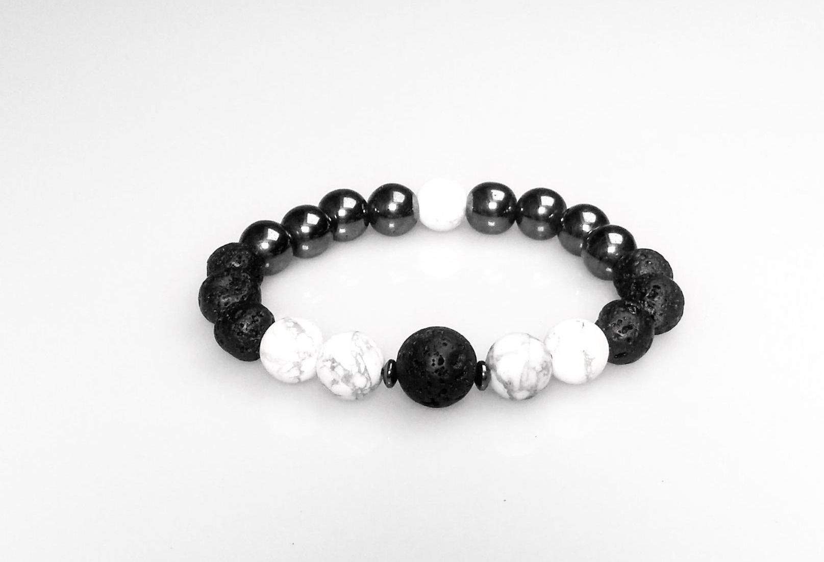 Lava, Howlite and Hematite Bracelet