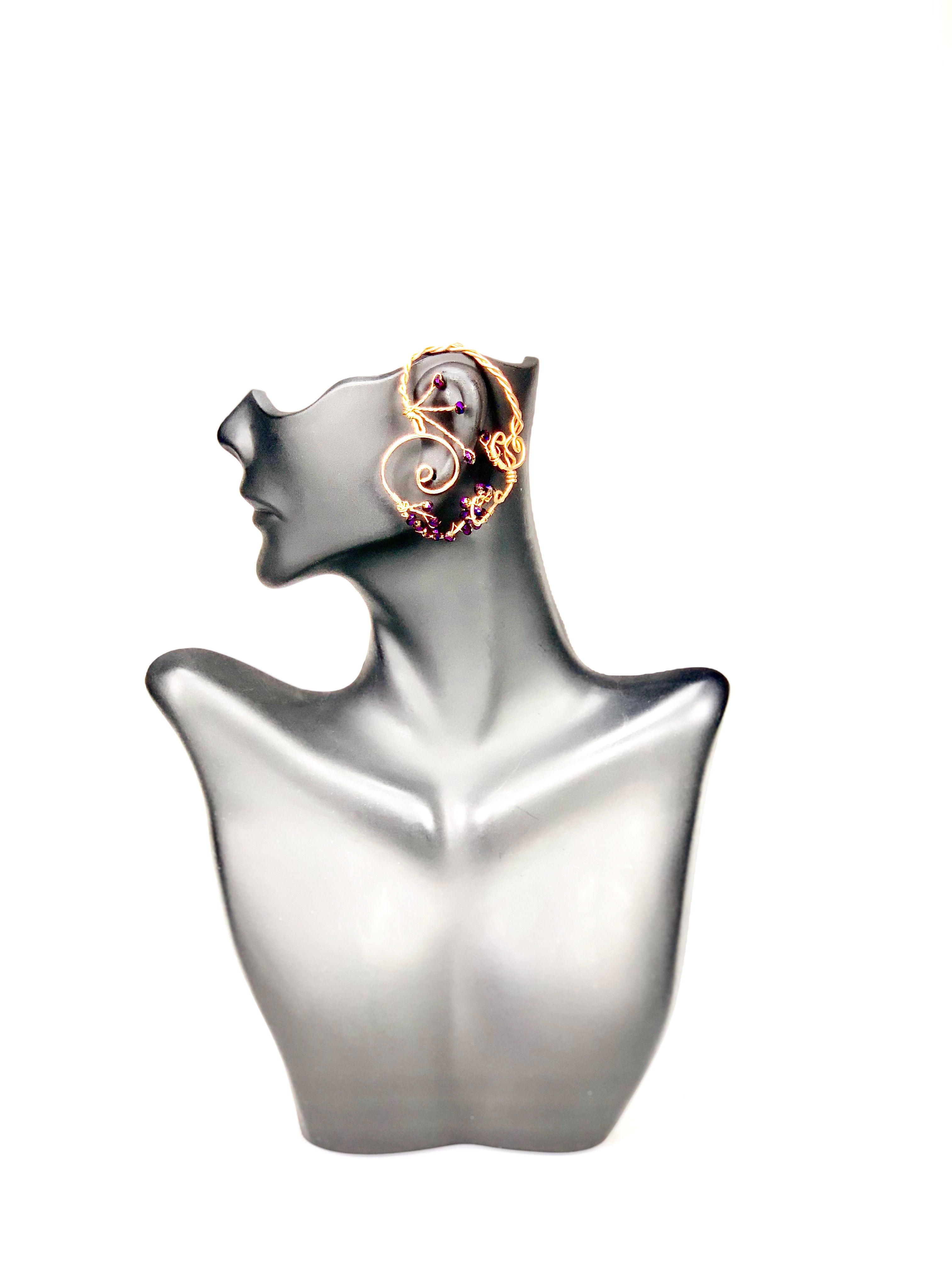 Copper Glass Bead Ear Cuff