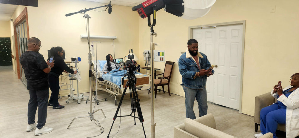 Hospital recovery room set at Encore Film And Music Studio in Atlanta, GA, featuring a realistic medical set on a professional film studio soundstage rental for film, television, photography, and content creators.