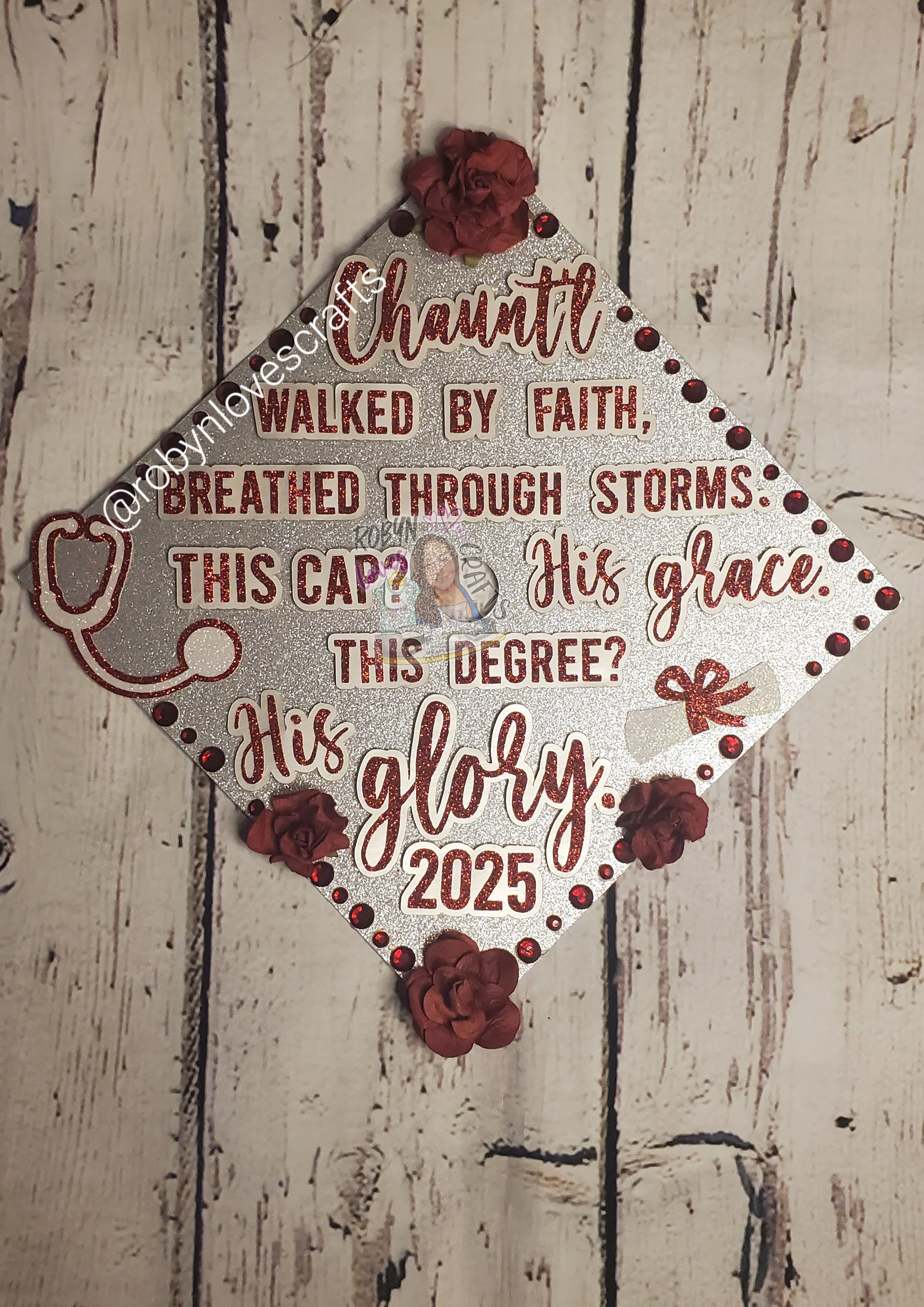 Custom Grad Cap Topper - "This Degree, His Glory"