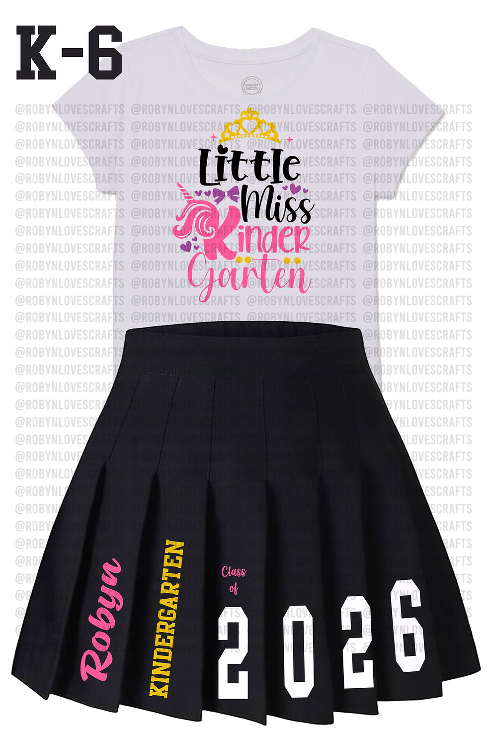 Thumbnail: Pleated Skirt Set - First Day of School Kindergarten