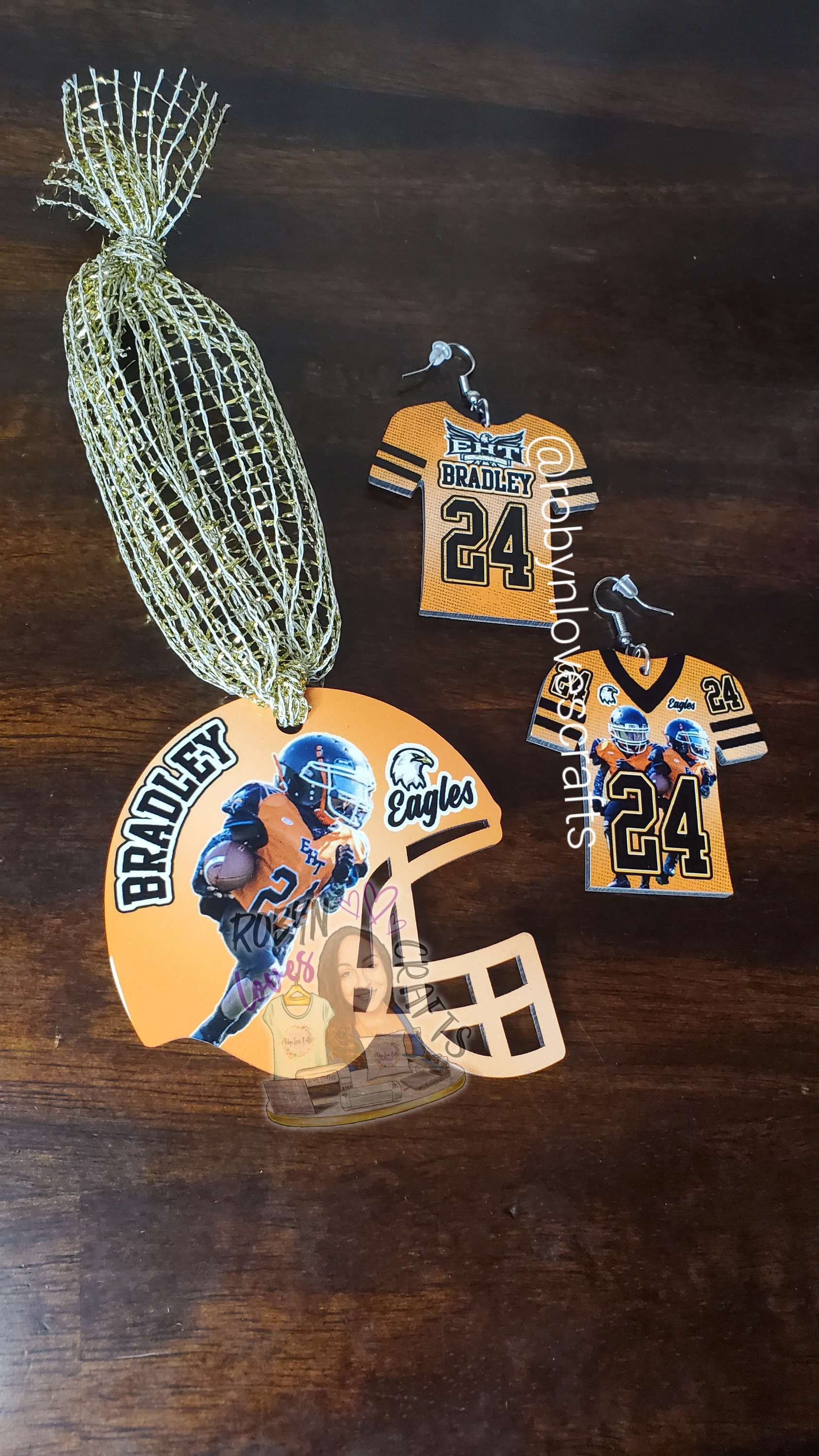 Custom Gift Set Ornament & Earrings - Football Mom
