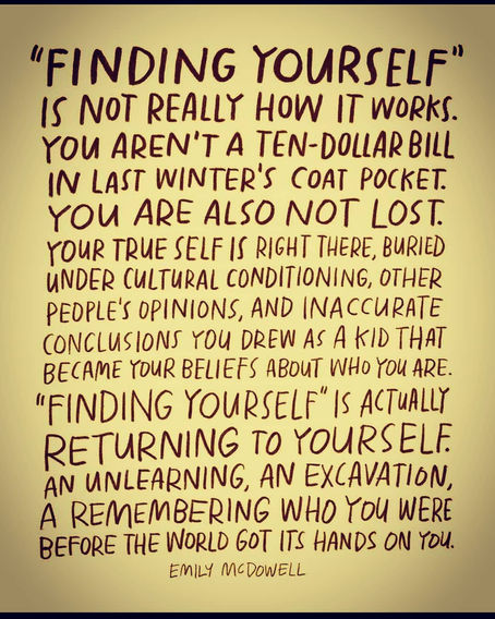 "Returning to Yourself" rather then "Finding Yourself"