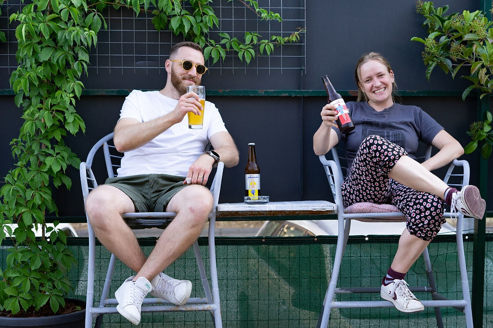 Drinking Plavuša and Neposlušna beers.