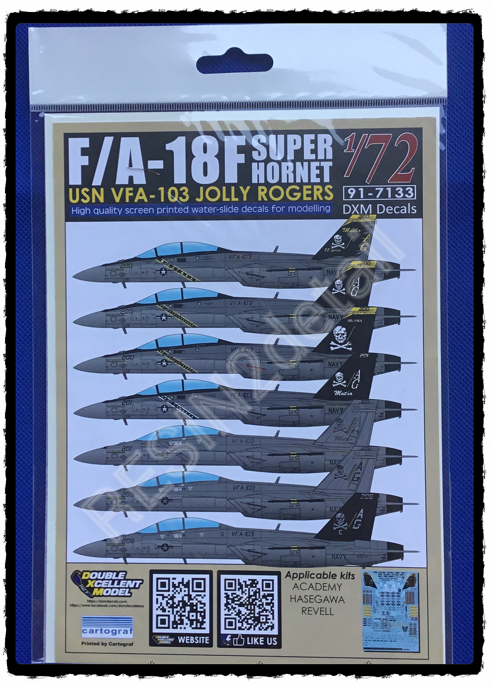 DXM Decal 1/72 USN F/A-18F Super Hornet VFA-103 "Jolly Rogers" 91-7133
