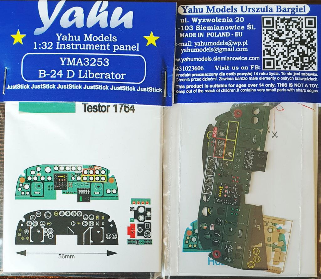 Yahu Models 1/32  B-24 D Liberator Color Instrument Panel Upgrade