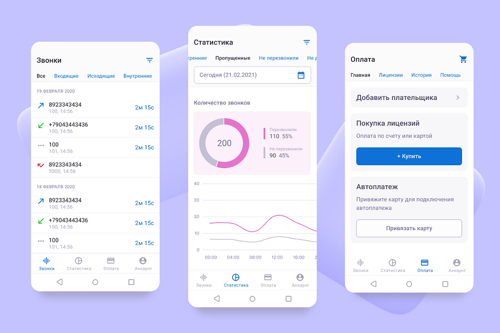 Мобильное приложение для администратора аккаунта onlinepbx