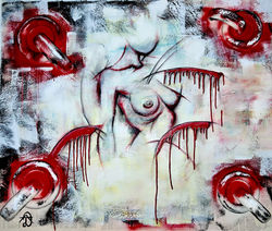 "Chica, don't break"  -  Acryl & Styropor auf Leinwand, 120x100cm (2022)  -  Preis: Auf Anfrage
