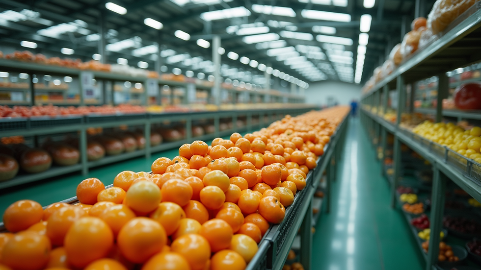 Vista en ángulo alto de una planta de producción de alimentos