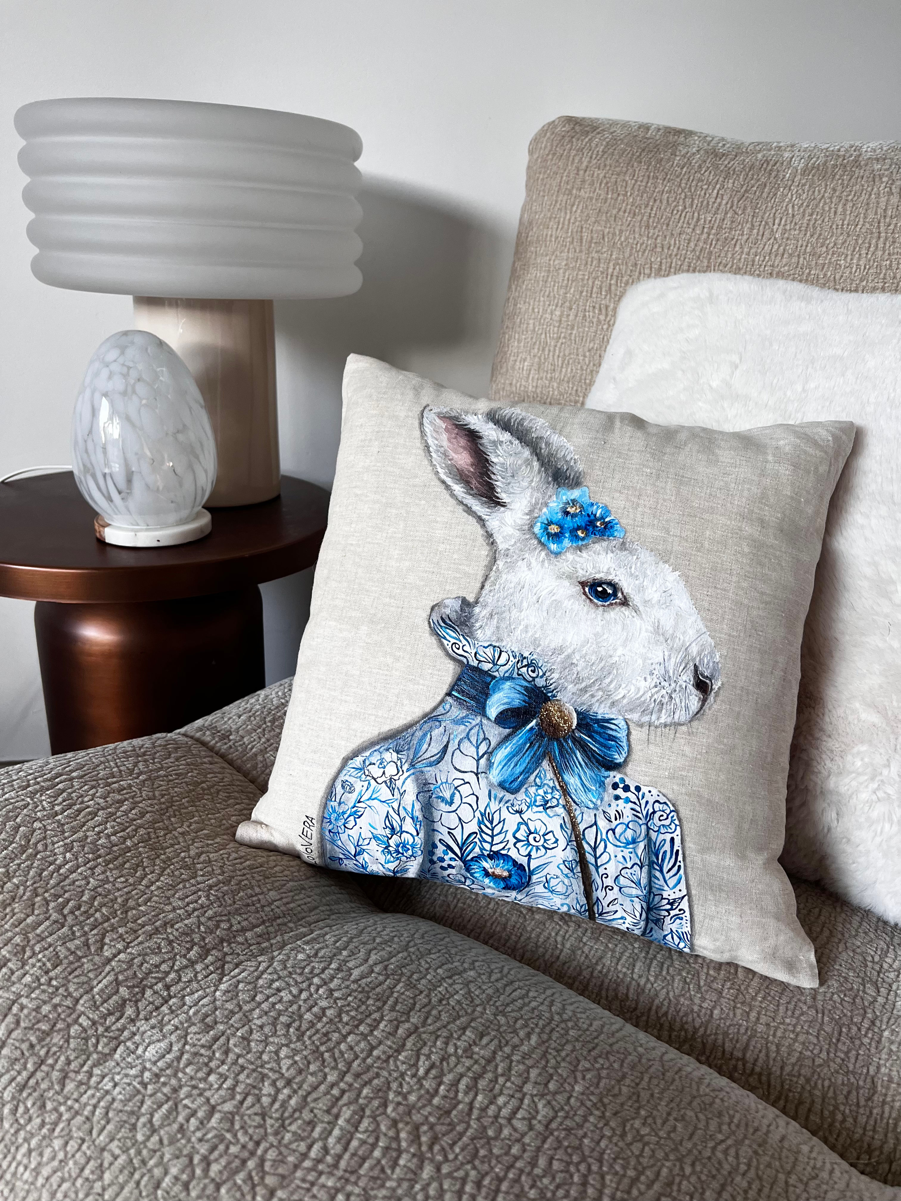 Coussin lin - Blooming Bunny