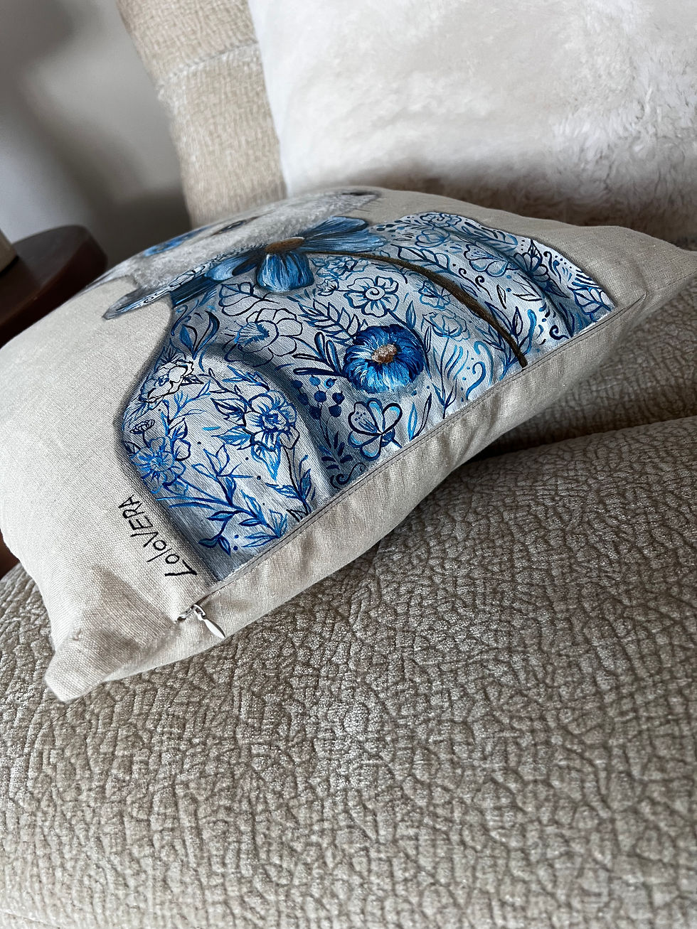Miniatura: Coussin lin - Blooming Bunny
