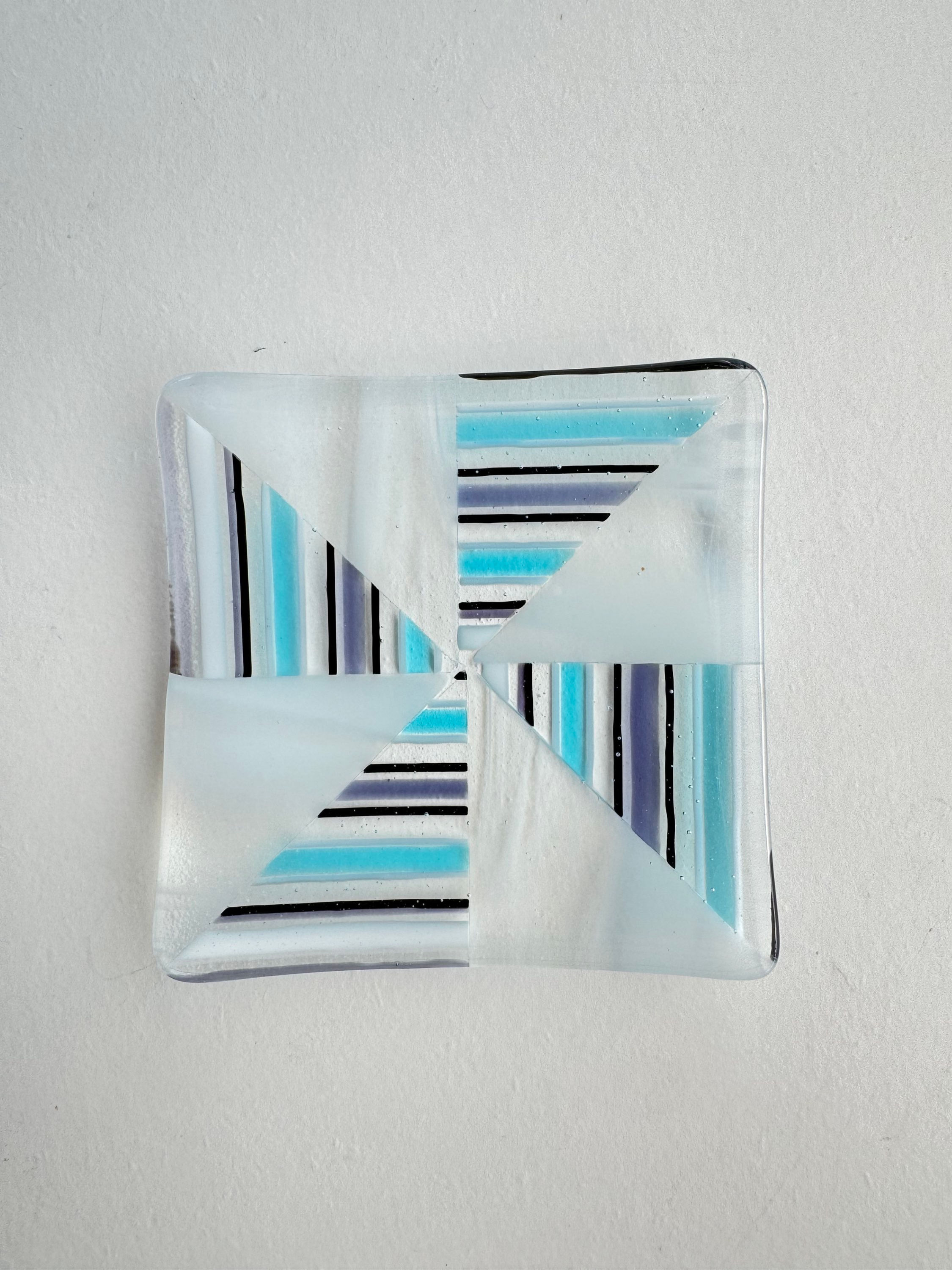 4x4” Fused Striped Glass Ring Dish