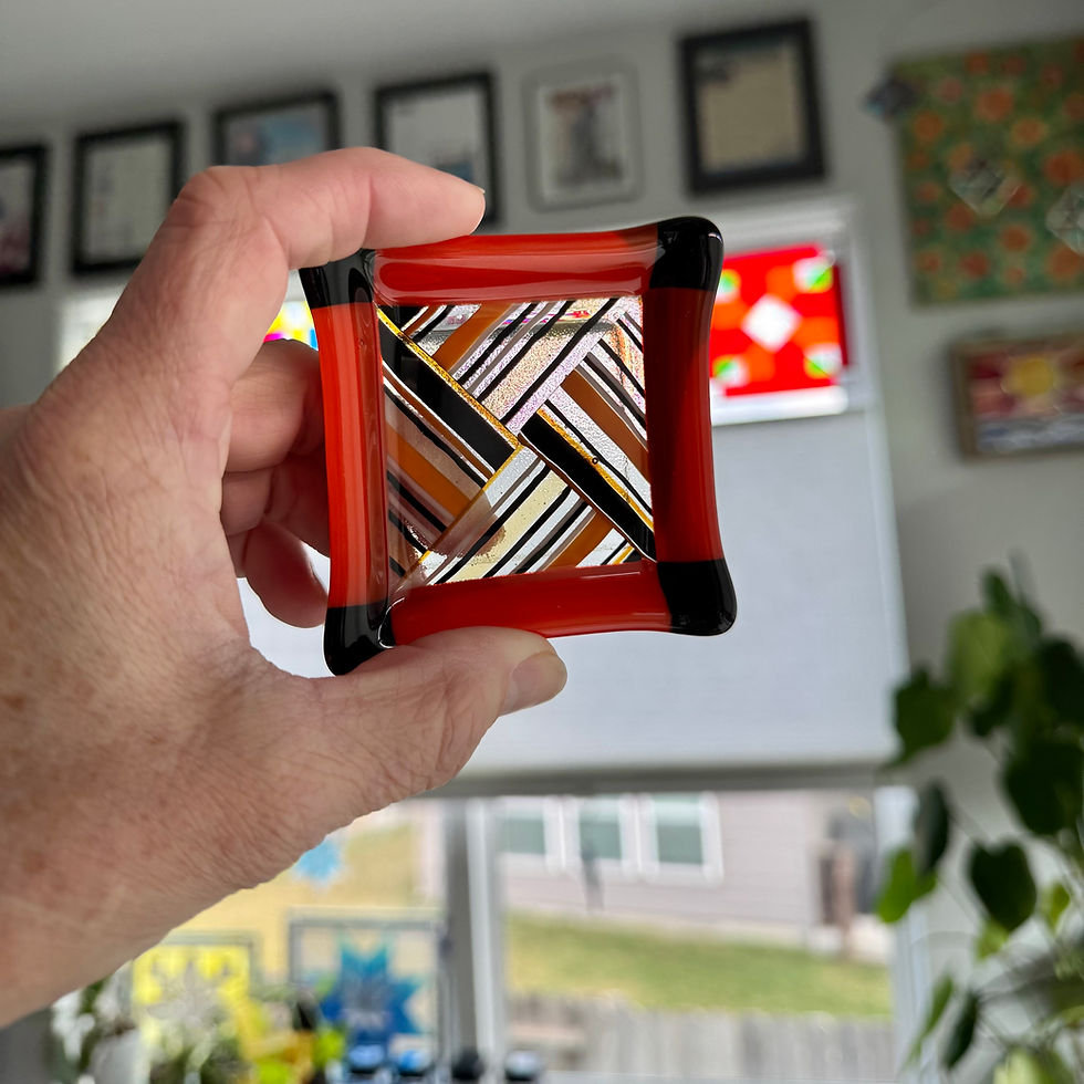 Thumbnail: 3x3" Fused Striped Glass Ring Bowl