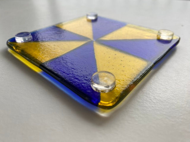 Thumbnail: 4x4"" Fused Pinwheel Coaster