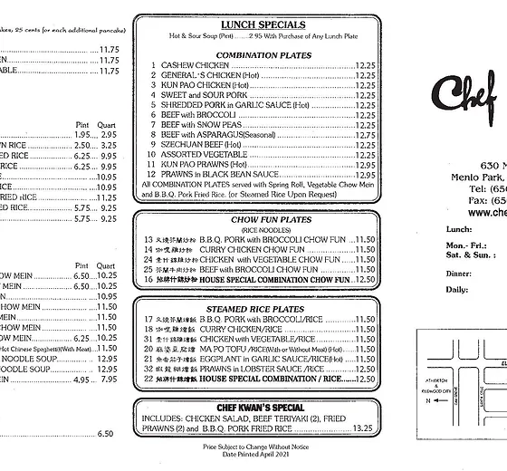 Menu Chefkwans
