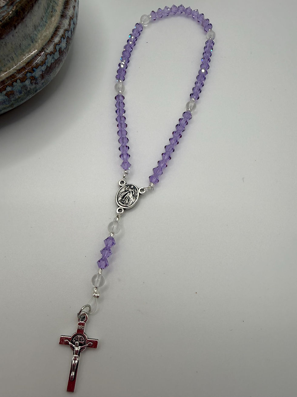 Thumbnail: Miniature Lavender Crystal Pocket Rosary Gift