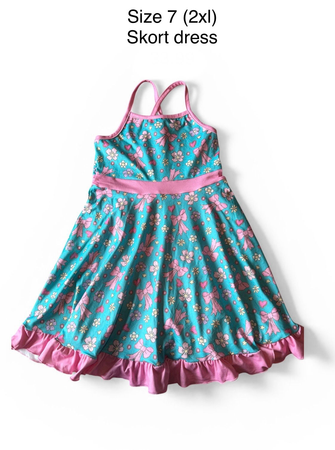 Pink Teal Floral Skort Dress