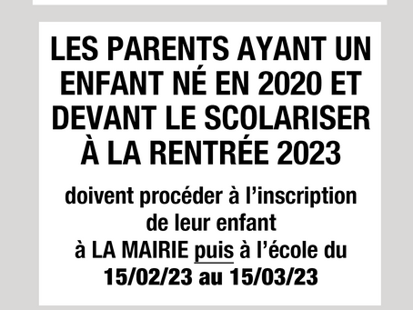 Inscriptions scolaires 2023