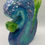 Thumbnail: Blue coloured Storm Kelpie Scottish Mermaid wooden toy figure with sparkly green fins and tail.