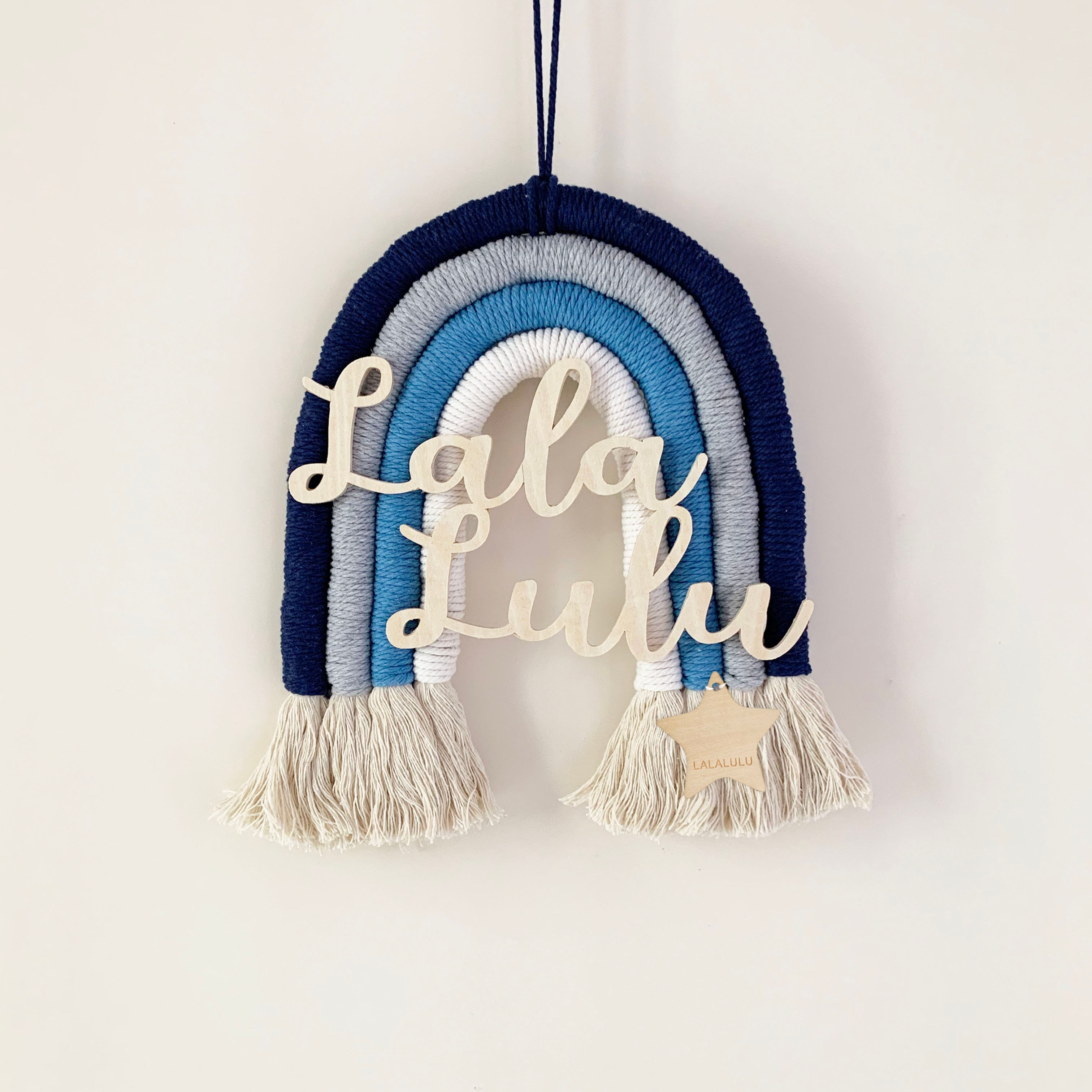 Personalised Rainbow Wall Hanging -Denim