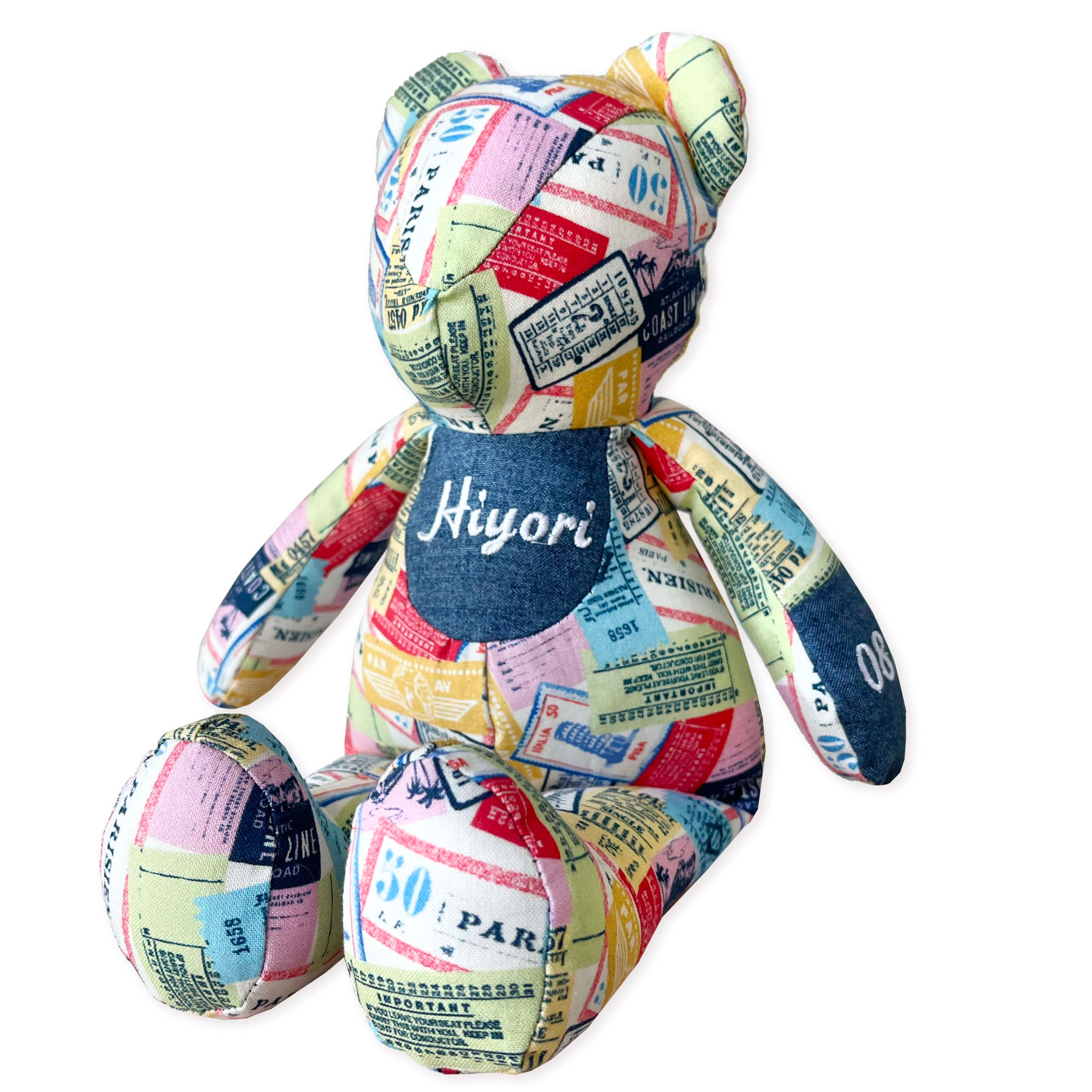 LALA LULU Personalised Birth Bear - Travel Ticket Stamps