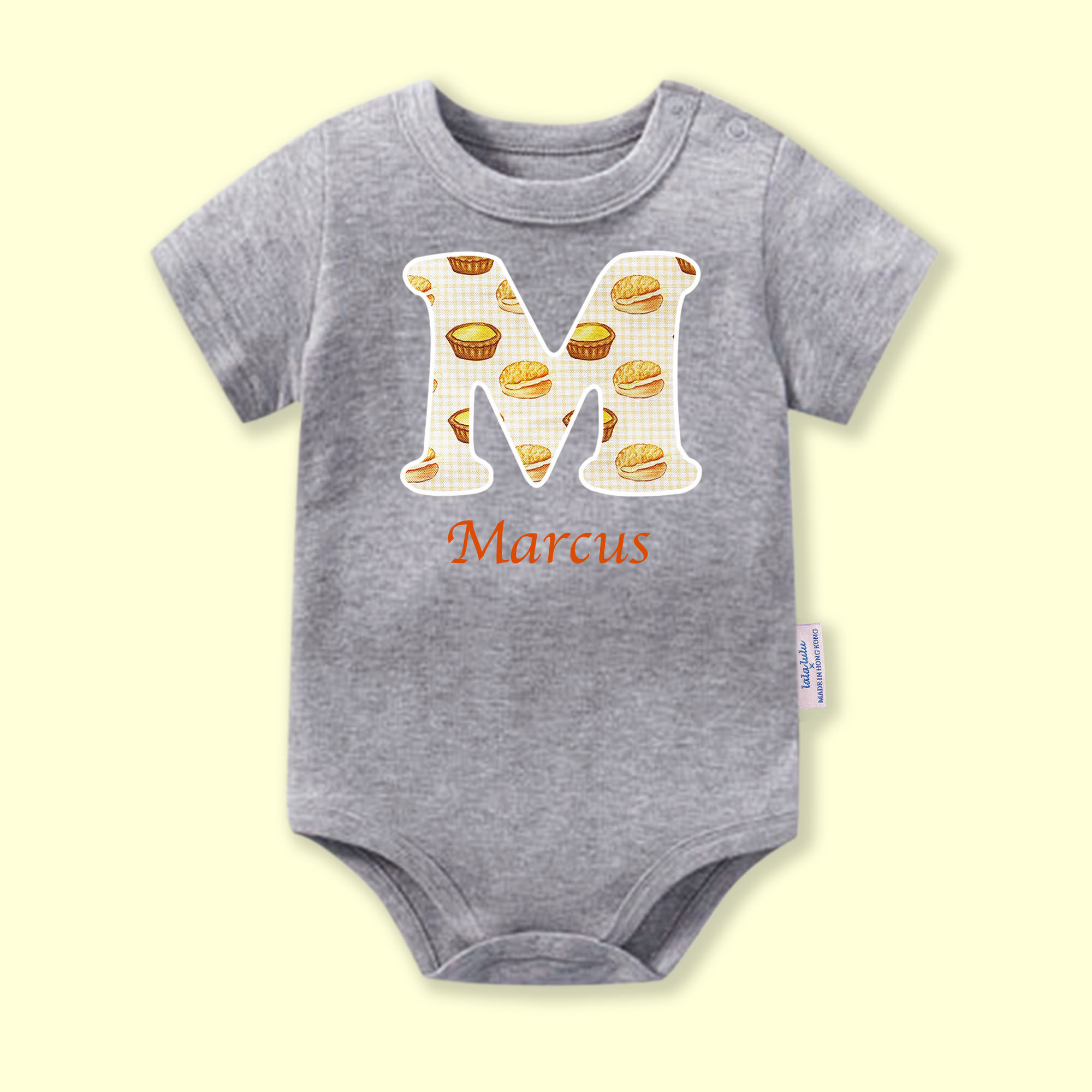 LALA LULU Personalised Baby Bodysuit-Hong Kong Egg tart & Pineapple bun