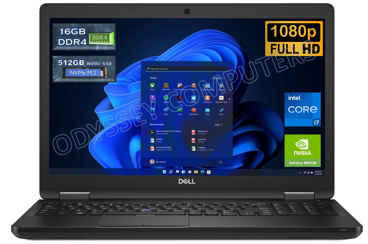 Dell Latitude 5591 15.6" FHD Intel i7-8850H 16GB RAM 512GB NVMe MX130 Win 11 Pro
