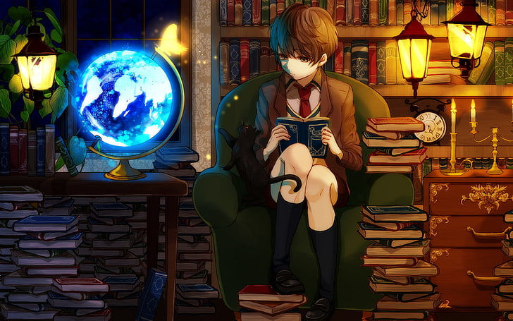 library-anime-boys-anime-wallpaper-previ