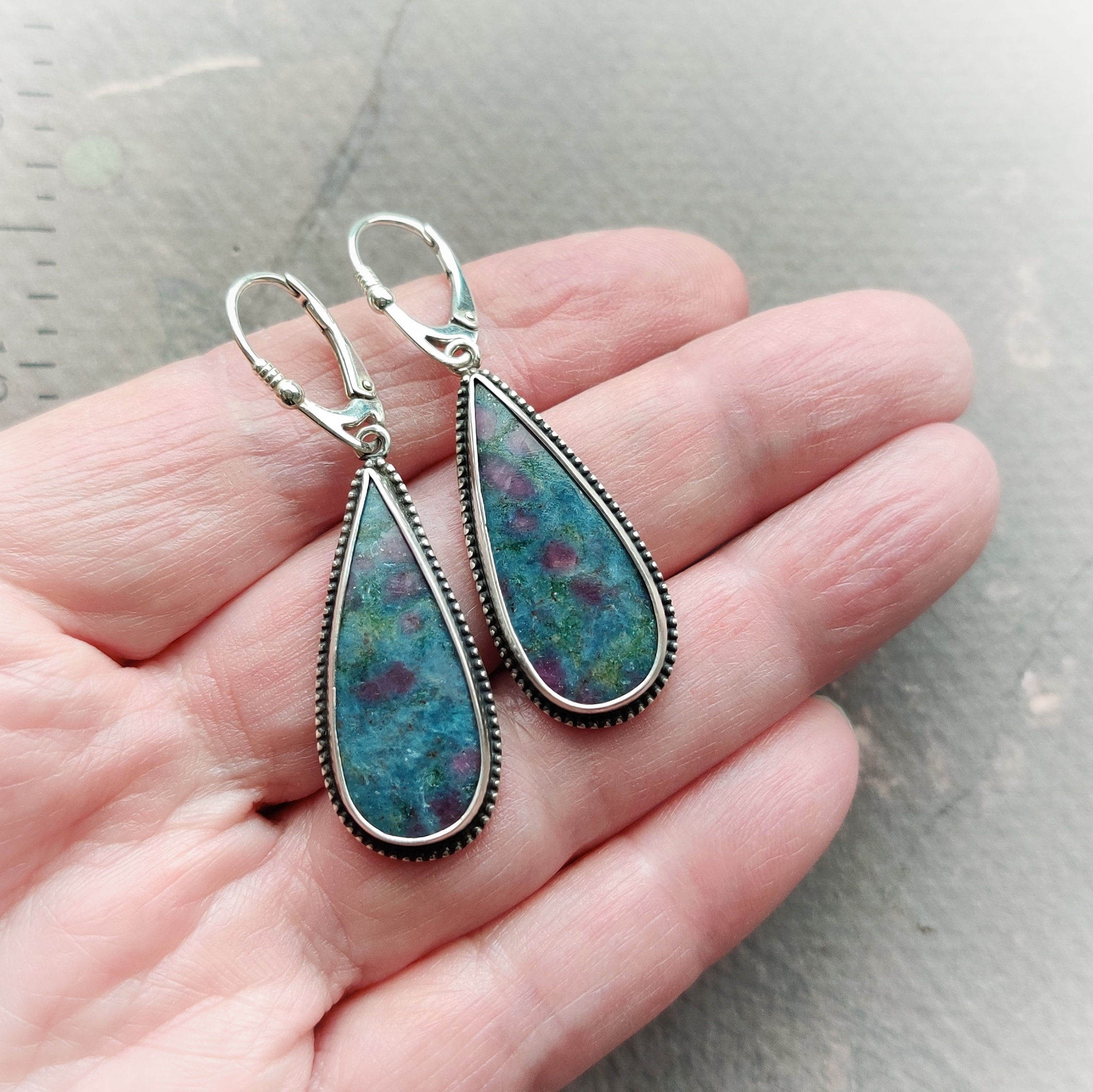 Ruby in Kyanite teardrops 