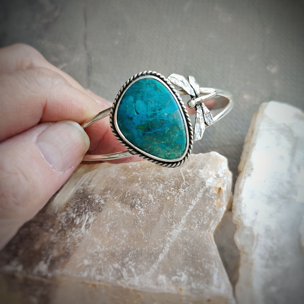 Peruvian Blue Opal Dragonfly cuff