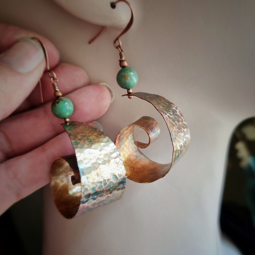 Thumbnail: Hammered Copper Spirals .. for Karen