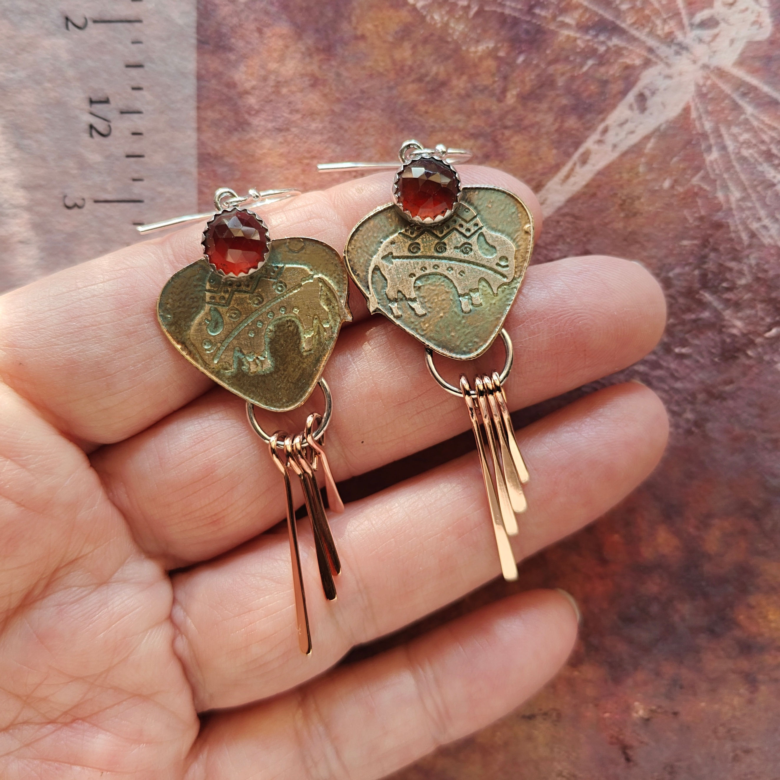 Tribal Bison .. amber garnet