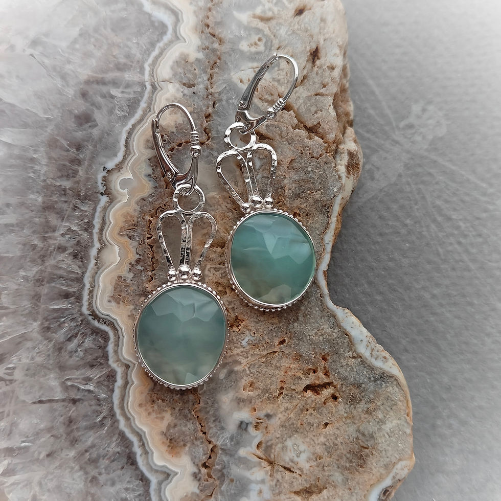 Rose-cut aqua chalcedony