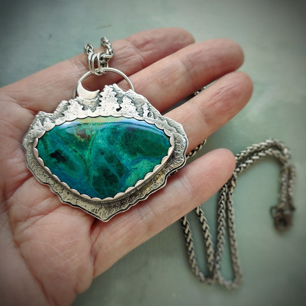 Thumbnail: Chrysocolla Trillion Snakeskin Hoops
