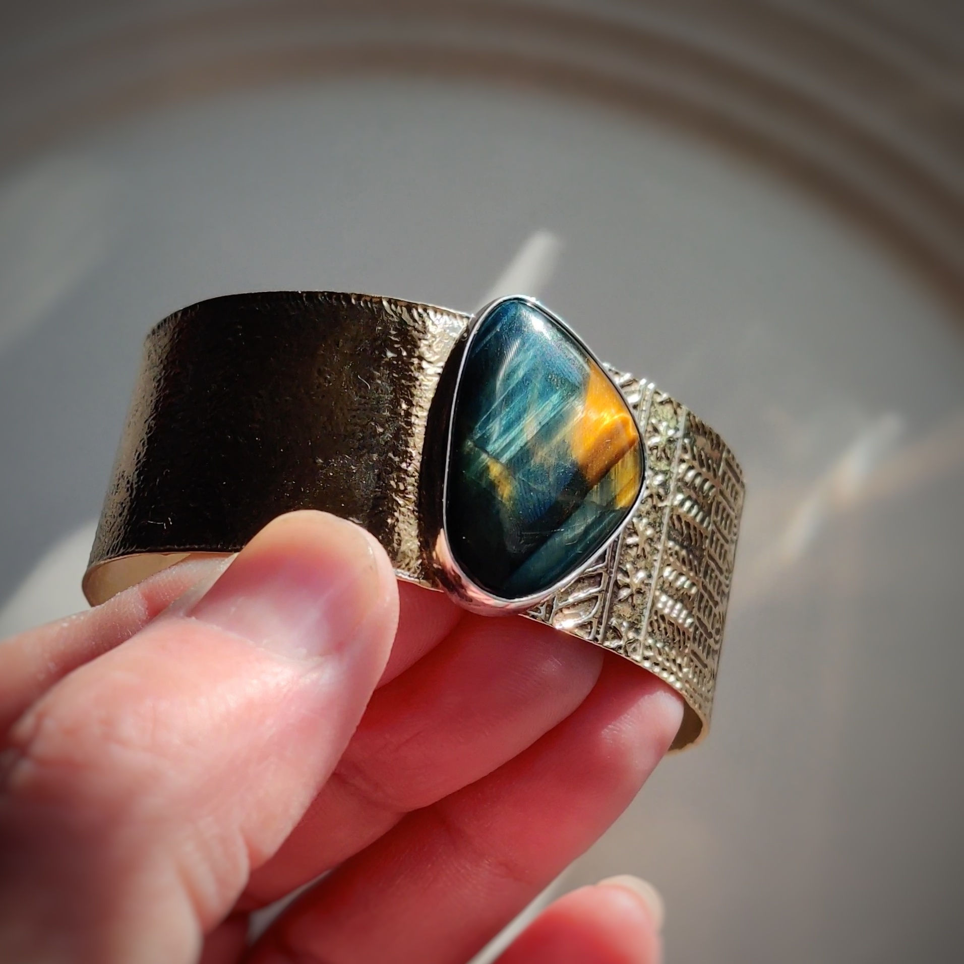 Hawk's Eye rustic folk pattern cuff
