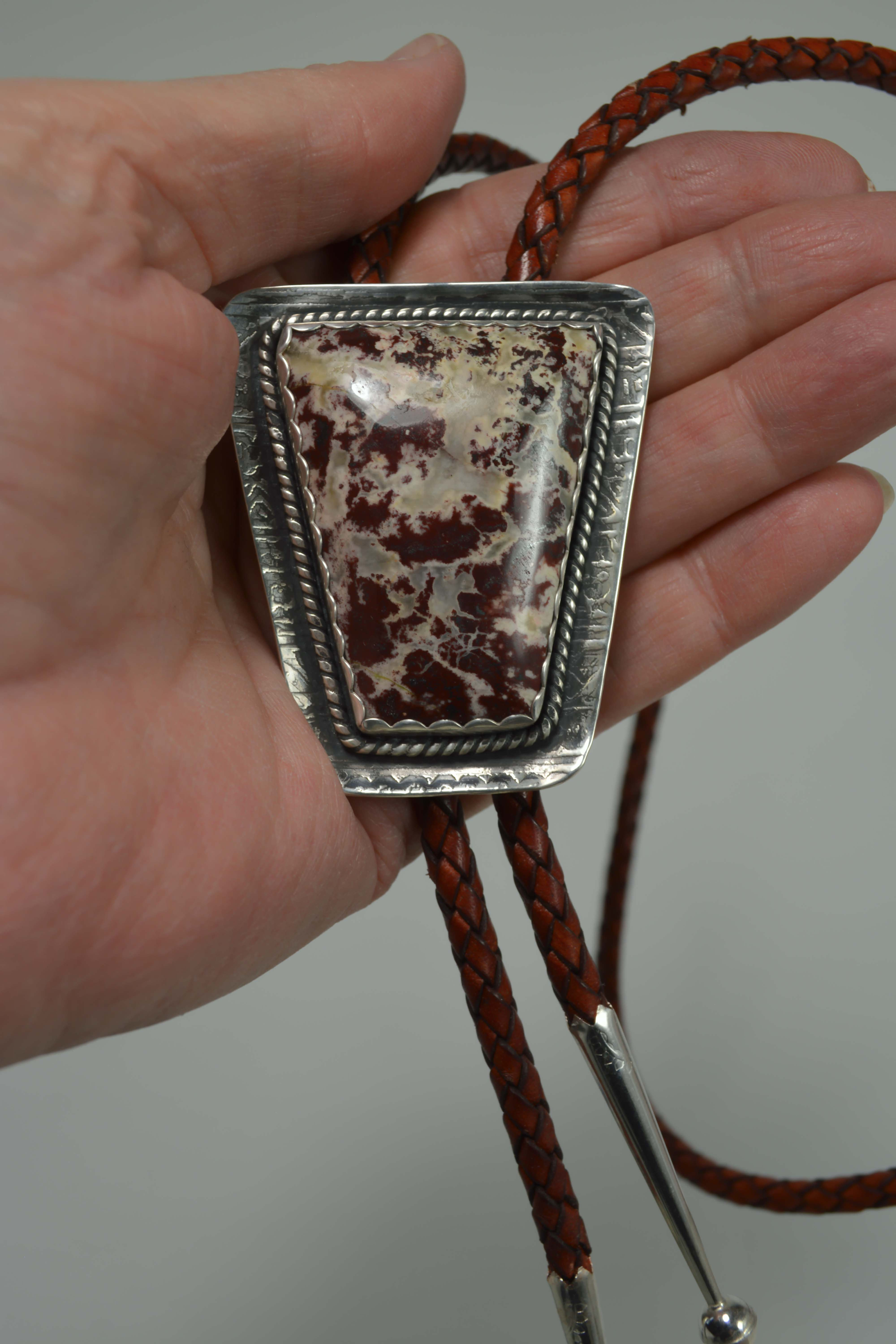 Bolo .. Sterling Silver Red Rhyolite