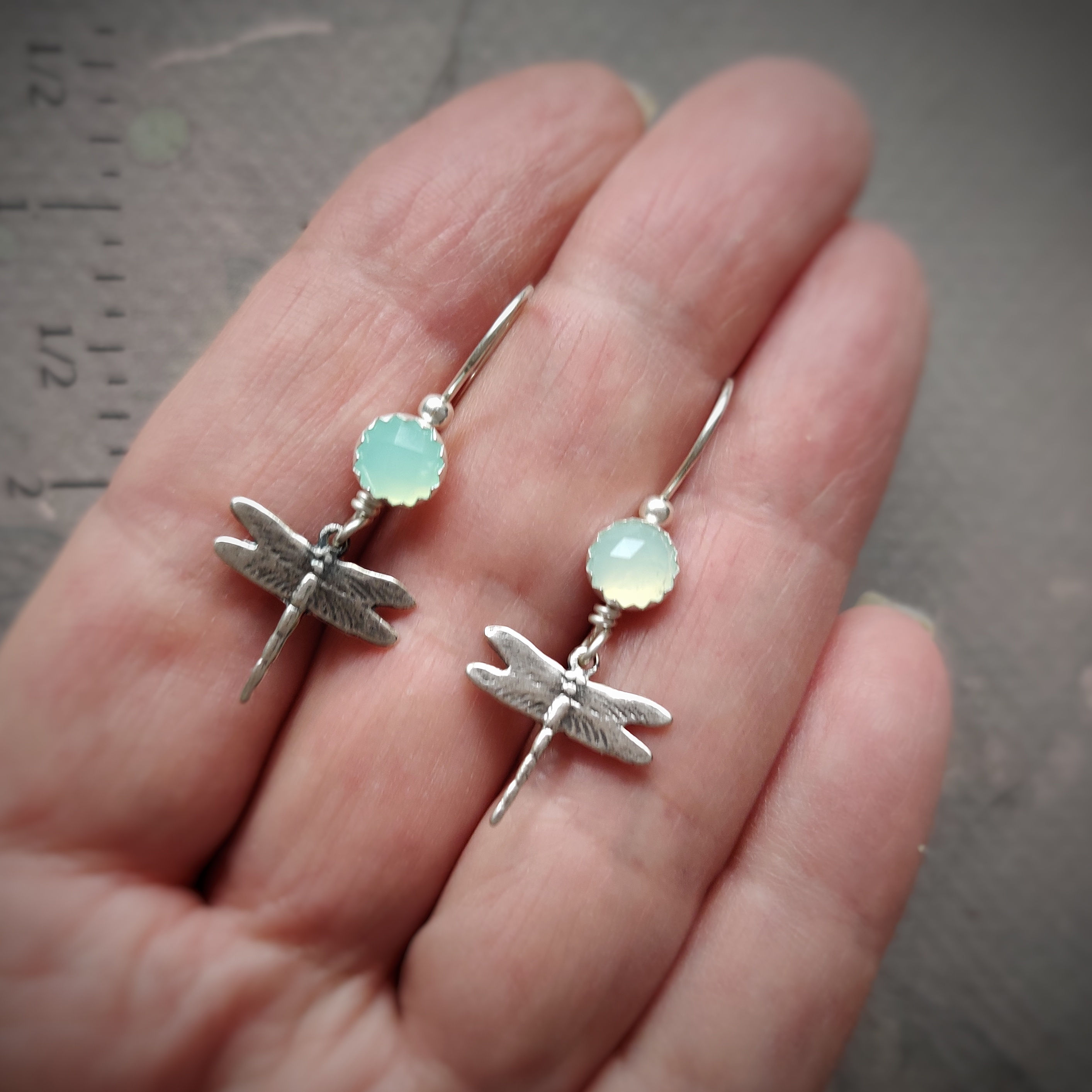 Little dragonflies .. seafoam chalcedony