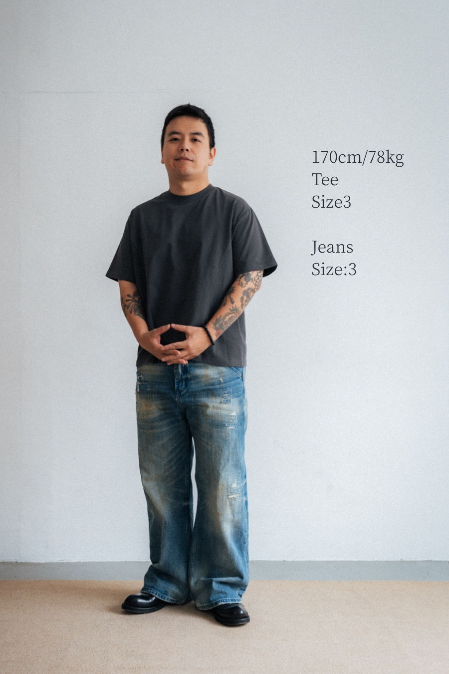縮圖：微喇叭牛仔褲（洗舊藍） Never kāng-khuán Bootcut Jeans