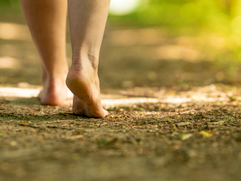 walking barefoot outside