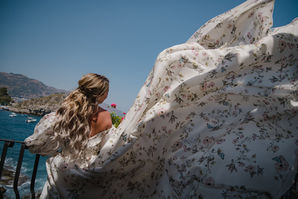 Monique Ihuillier floral wedding dress