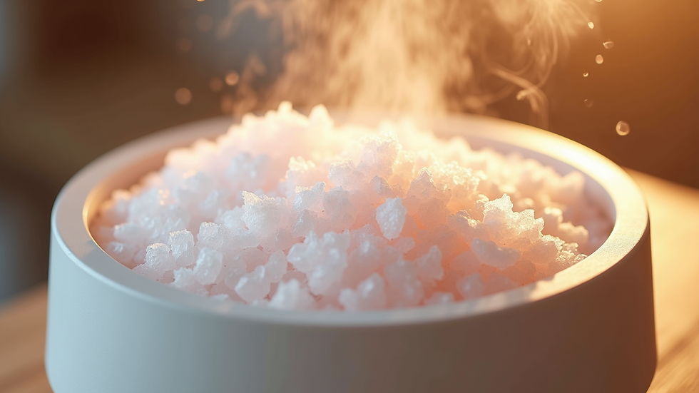 Close-up view of salt crystals in a salt therapy diffuser