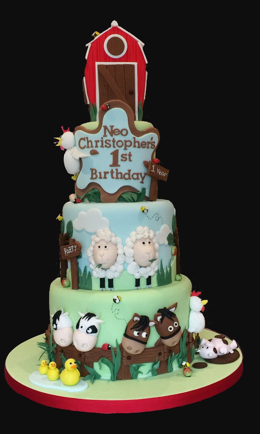 farm animals birthday cake