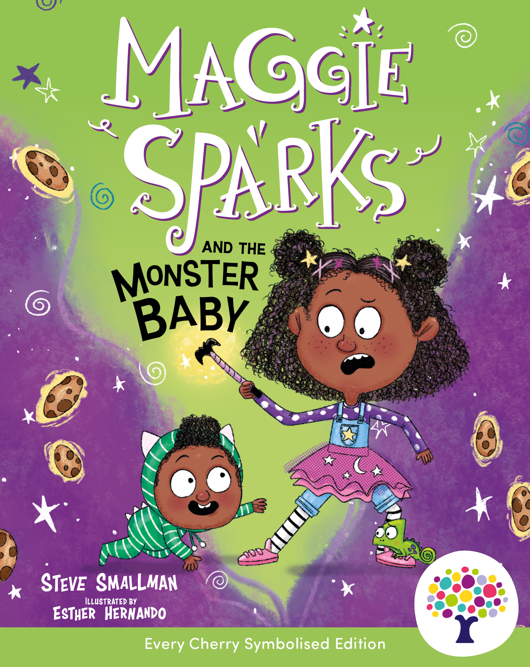 Front cover of Maggie Sparks and the Monster Baby: Accessible Symbolised Edition by Steve Smallman, illustrated by Esther Hernando