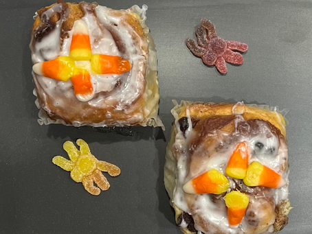 Candy Corn Cinnamon Roll