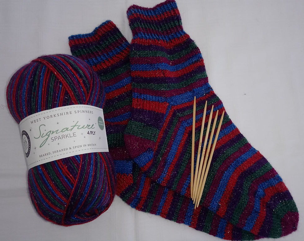 Thumbnail: Sock knitting kit festive colours