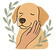 Relaxed golden retriever being gently petted