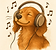 Relaxed dog wearing headphones, enjoying music